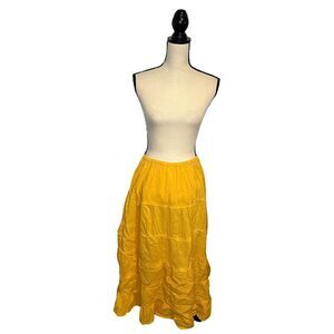 Lauren Hancock Collection Size Large Yellow Tiered Boho Skirt Flowy Beach Vibes